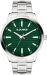 Quarzuhr S.OLIVER "Core Round", silberfarben, gr&uuml;n, Armbanduhren, Herren,...