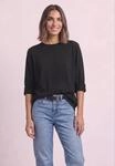 Rundhalspullover STREET ONE, Damen, Gr. 34, schwarz, Web, 60% Viskose, 40% Baumwolle,