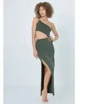One-Shoulder-Kleid LSCN BY LASCANA, Damen, Gr. 46, N-Gr, gr&uuml;n (thyme), Jersey,