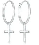 Paar Creolen ELLI "Creolen H&auml;nger Kreuz Religion 925 Silber", silber, Ohrringe,