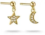 Paar Ohrstecker THOMAS SABO "Mond-Design und Stern-Desgin", gold...