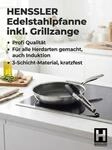 HENSSLERS Bratpfanne "Premium, inklusive Grillzange" Edelstahl Set, 2 tlg.