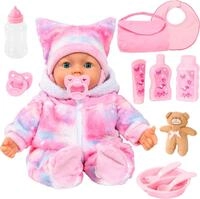 Babypuppe BAYER "Piccolina Magic Eyes 46 cm", bunt (rosa), Puppen, Baby, mit vielen