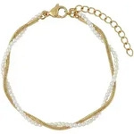 Armband AMOR, gold (gelbgoldfarben, wei&szlig;), Armb&auml;nder, Damen, 20cm, Edelstahl