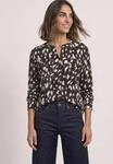 Langarmshirt STREET ONE, Damen, Gr. 34, schwarz-wei&szlig; (schwarz), Web, 50% Baumwolle,