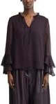 Comma Chiffonbluse mit Volant-&Auml;rmeln im Layer-Look