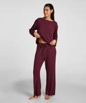 Pyjama HUNKEM&Ouml;LLER "Essential Jersey Long-Sleeved Jacket", Damen, Gr. XS, lila, 92%