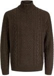 Strickpullover JACK & JONES "JPRBLUCALLUM CABLE KNIT HALF ZIP", Herren, Gr. L, braun
