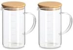 Zeller Present Messbecher "Messbecher mit Bambusdeckel 2tlg." Glas Set, 2 Stk. tlg.