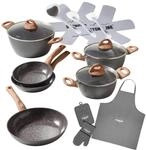 STONELINE Topf-Set "STONELINE 17-teiliges Koch-Set, mit Glasdeckeln" Set, 17...