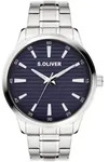 Quarzuhr S.OLIVER "Core Round", silberfarben, blau, blau, Armbanduhren, Herren,