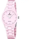 Keramikuhr FESTINA "Ceramic", rosa (rosa, rosa), Armbanduhren, Damen, Quarzuhr,