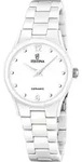 Keramikuhr FESTINA "Ceramic", wei&szlig; (wei&szlig;, wei&szlig;), Armbanduhren, Damen, Quarzuhr,
