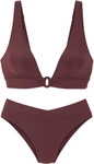 Triangel-Bikini LASCANA, Damen, Gr. 40, Cup A/B, braun, Recycling-Polyamid,