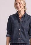Langarmbluse STREET ONE, Damen, Gr. 34, blau (rinse soft blau wash), Jeans, 82%