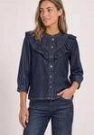Langarmbluse STREET ONE, Damen, Gr. 34, blau (dunkelblau soft washed), Stoff, 100%