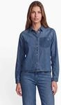 Jeansbluse STREET ONE STUDIO, Damen, Gr. 34, blau (mid blau authentic washed), Jeans,