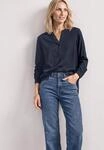 Langarmbluse STREET ONE, Damen, Gr. 34, blau (schwarzest blau), Stoff, 100% Viskose,