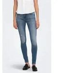 Skinny-fit-Jeans ONLY "ONLBLUSH MW SK DET DES BACK EMB DNM", Damen, Gr. XS (34),