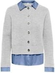 Strickjacke ONLY "ONLALIVIA LS WOVEN MIX CARDIGAN CS KNT", Damen, Gr. XS, grau (light