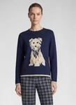 Rabe Strickpullover mit Hunde-Motiv und Fransen
