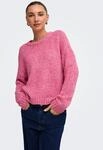 Strickpullover ONLY "ONLSMILLA LS LOOSE O-NECK CS KNT", Damen, Gr. M, fuchsia rot