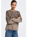 Rundhalspullover ONLY "ONLJADE ANIMAL LS O-NECK NOOS KNT", Damen, Gr. M, braun...