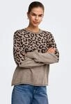 Rundhalspullover ONLY "ONLJADE ANIMAL LS O-NECK NOOS KNT", Damen, Gr. M, braun (malt