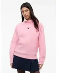 Stehkragenpullover TOMMY JEANS "TJW MOCKNECK BADGE SWEATER EXT", Damen, Gr. M...