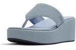 Dianette FITFLOP "PLATFFORMS DENIM WEDGE TOE-POST SANDALS", Damen, Gr. 41, blau