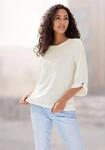 3/4-Arm-Shirt LASCANA "mit Knopfdetail", Damen, Gr. 48/50, creme, Piqu&eacute;,