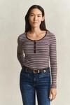 Longsleeve GANT, Damen, Gr. XS, braun (schwarzend wine), Jersey, Obermaterial: 95%