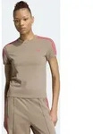 T-Shirt ADIDAS ORIGINALS "3S TEE SLIM", Damen, Gr. S, khaki six, power pink,