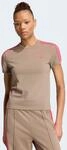 T-Shirt ADIDAS ORIGINALS "3S TEE SLIM", Damen, Gr. S, khaki six, power pink,