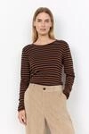 Langarmshirt SOYACONCEPT "SC-HELLE YD 1", Damen, Gr. XXL, braun (navy combi), Jersey,