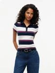 Tommy Jeans Poloshirt "TJW SLIM SCRIPT RIB SS POLO" Baumwollmischung, slim fit,