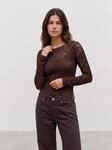 Vero Moda Langarmshirt "VMFLORA LS 2-WAY LACE TOP JRS NOOS" Materialmix, slim fit
