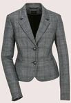Kurzblazer MADELEINE "Blazer Glencheckblazer mit Stretchkomfort", Damen, Gr. 42, blau