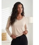 Pyjamaoberteil BUFFALO, Damen, Gr. 44/46, beige, Single Jersey, Obermaterial:...