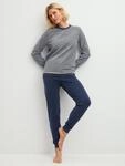 Schlafanzug CALIDA "Soft Dreams", Damen, Gr. M (44/46), grau (peacoat blau), French