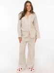 Pyjama ZWILLINGSHERZ "Classic Leo", Damen, Gr. S/M, beige, Web, Obermaterial: 100%