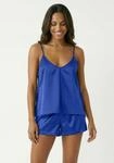Shorty LASCANA, Damen, Gr. 38, blau, Satin, Obermaterial: 96% Polyester, 4% Elasthan,