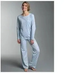Schlafanzug TRIGEMA "TRIGEMA Pyjama mit Allover "Punkt" Muster", Damen, Gr. S, blau