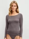 Langarmshirt CALIDA "Second Skin", Damen, Gr. L (48/50), grau (sparrow braun), Single