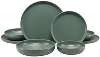 CreaTable Teller-Set "Uno, Geschirr-Set, 8-tlg." Seidenmatten Gr&uuml;n-Glasur, Klare
