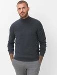 Strickpullover BRAX "Style BEN", Herren, Gr. M (50), grau (dunkelgrau), Strick, 90%