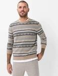 Rundhalspullover BRAX "Style RICK", Herren, Gr. M (50), beige (braun), Strick, 80%