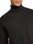 Rollkragenpullover TOM TAILOR, Herren, Gr. M, schwarz (schwarz grau melange), Strick,