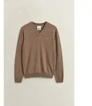 V-Ausschnitt-Pullover GANT "SUPERFINE LAMBSWOOL V-NECK", Herren, Gr. L, braun...