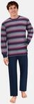 Pyjama TOM TAILOR, Herren, Gr. 48, Single Jersey, blau (rot, mittel, ringel), Single